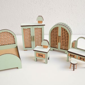 Miniature Furniture for Dollhouse Laser Cut Files Sizable Files Set of 26 Items Kitchen Bathroom Bedroom Gift image 3