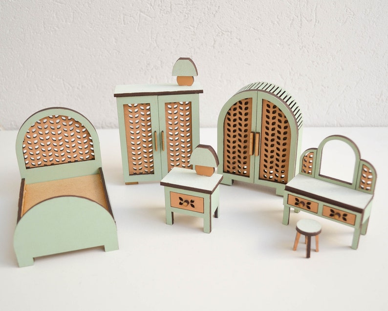 Miniature Furniture for Dollhouse Laser Cut Files Sizable Files Set of 26 Items Kitchen Bathroom Bedroom Gift image 3