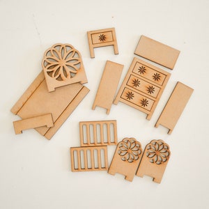 Miniature Furniture for Dollhouse Laser Cut Files Sizable Files Set of 26 Items Kitchen Bathroom Bedroom Gift image 9