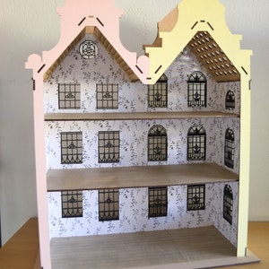 Schönes Puppenhaus SVG PDF Pläne Holzminiture Home Maison Digital Sofort Download 3D Modell Mädchen Spielzeug 3 Ebenen Home Model CNC Bild 5