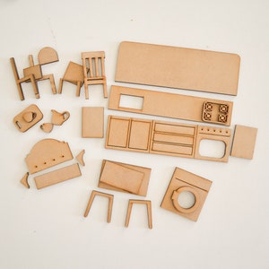 Miniature Furniture for Dollhouse Laser Cut Files Sizable Files Set of 26 Items Kitchen Bathroom Bedroom Gift image 7
