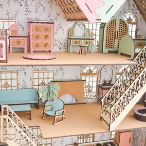 Doll House Miniature Furniture File Bundle Échelle 1:24 Téléchargement instantané pour fichiers SVG Miniatures Decor Projets de bricolage Cadeaux pour filles image 8