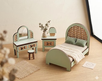 Miniature Furniture for Dollhouse - Laser Cut Files - Sizable Files - Set of 26 + Items - Kitchen - Bathroom - Bedroom Gift