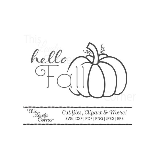 Hello Fall Pumpkin farmhouse Cricut SVG Cut File Autumn Fall | Etsy
