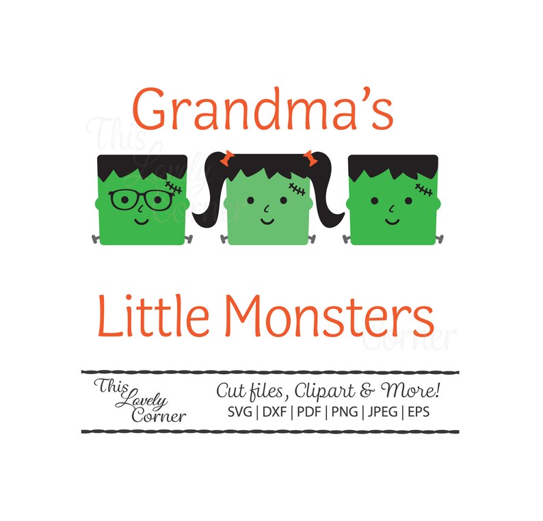 Download Grandma's Little Monsters Halloween Cut File SVG T-shirt ...