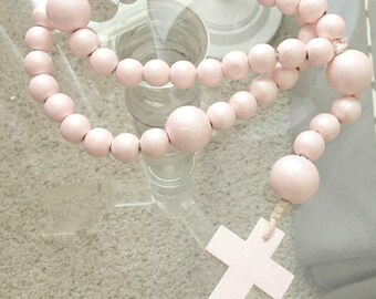 Pink Wooden Rosary Beads-FREE SHIPPING