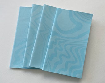 Mini Lined Notebook | Pocket Kraft Journal | Suminagashi Marbled Cover