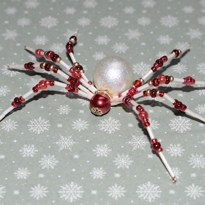 Red and White Beaded Christmas Spider