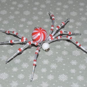 Peppermint Swirl Beaded Christmas Spider