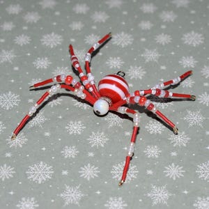 Red and White Striped Christmas Spider