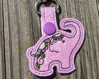 Elephant Keychain, Elephant Charm, Elephant Accessory, Purple Keychain, Glitter Keychain, Pink Elephant, White Elephant, Purple Elephant