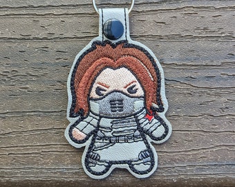Winter Soldier Keychain, Bucky Barnes, White Wolf, Chibi
