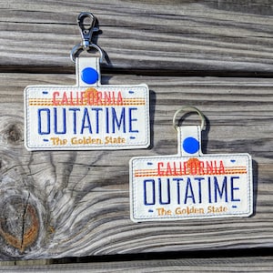 OUTATIME Keychain, Back to the Future Keychain, California License Plate, BTTF Gift, BTTF Keychain Back to the Future, Flux Capacitor, McFly