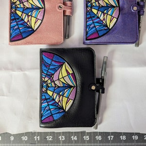 Wednesday Journal, Stained Glass Window, Sketchbook, Embroidered Diary, Reuseable Notebook, Includes Pen and Notebook, Refillable Journal