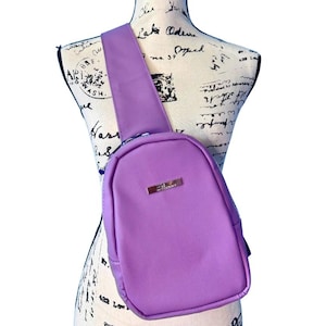 Purple Bag, Purple Crossbody, Faux Leather Bag, Adjustable Bag, Zipper Bag, Grunge Bag