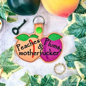 Peaches Plums Keychain, The Magicians Gift, Key Accessory, Fantasy Accessory, Magicians Gift, Magic Keyfob, Brakebills, Fillory, Queliot