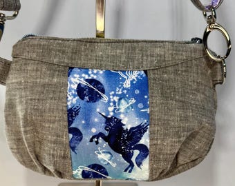 Borsa unicorno, borsa a tracolla, borsa grigia, borsa a tracolla, borsa arcobaleno