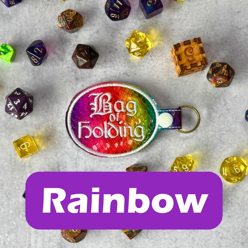 Bag of Holding Keychain, D&D Keychain, Board Game Geek, Board Gamer Gift, Role Playing Gift, Fantasy Accessory, Dungeons Dragons Gift Rainbow