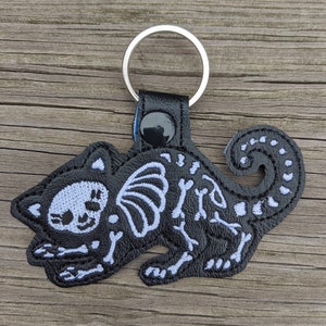 Skeleton kitty, Black Cat Accessory, Skeleton Charm, Cat charm, Cat Accessory, Halloween Charm, Spooky Cat, Skeleton Cat, Creepy Cat image 1