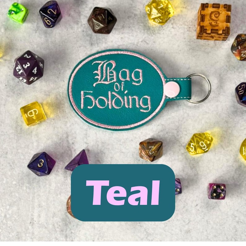 Bag of Holding Keychain, D&D Keychain, Board Game Geek, Board Gamer Gift, Role Playing Gift, Fantasy Accessory, Dungeons Dragons Gift Teal