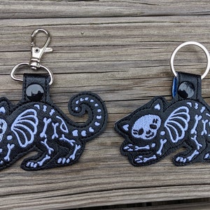 Skeleton kitty, Black Cat Accessory, Skeleton Charm, Cat charm, Cat Accessory, Halloween Charm, Spooky Cat, Skeleton Cat, Creepy Cat image 2