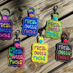 Fresh Outta F's Keychain, F You Keychain, Mature Keychain, Party gift, Snarky gift, Curse word, Cuss word, Gag Gift image 2