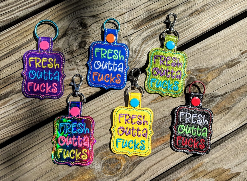 Fresh Outta F's Keychain, F You Keychain, Mature Keychain, Party gift, Snarky gift, Curse word, Cuss word, Gag Gift image 2
