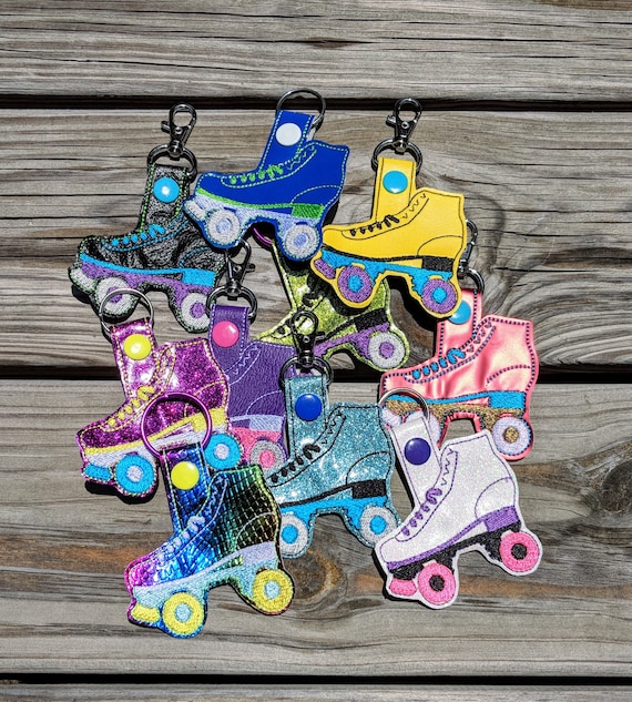 Roller Skate Keychain Roller Derby Keychain Roller Skate Charm Derby Girl Rainbow Glitter Rollerskate Rollerskating Roller Skate Snap Etsy UK
