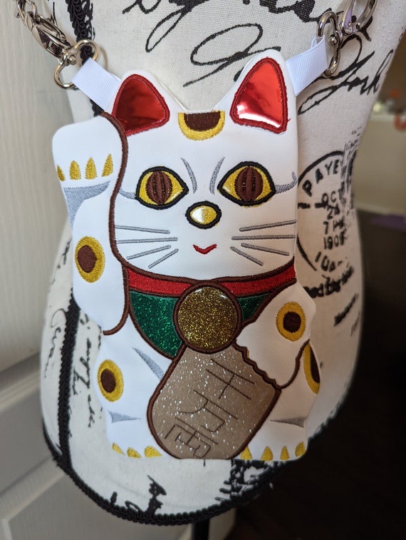 Lucky Cat Crossbody Bag Maneki Neko Cat Accessory Cat Lover Gift