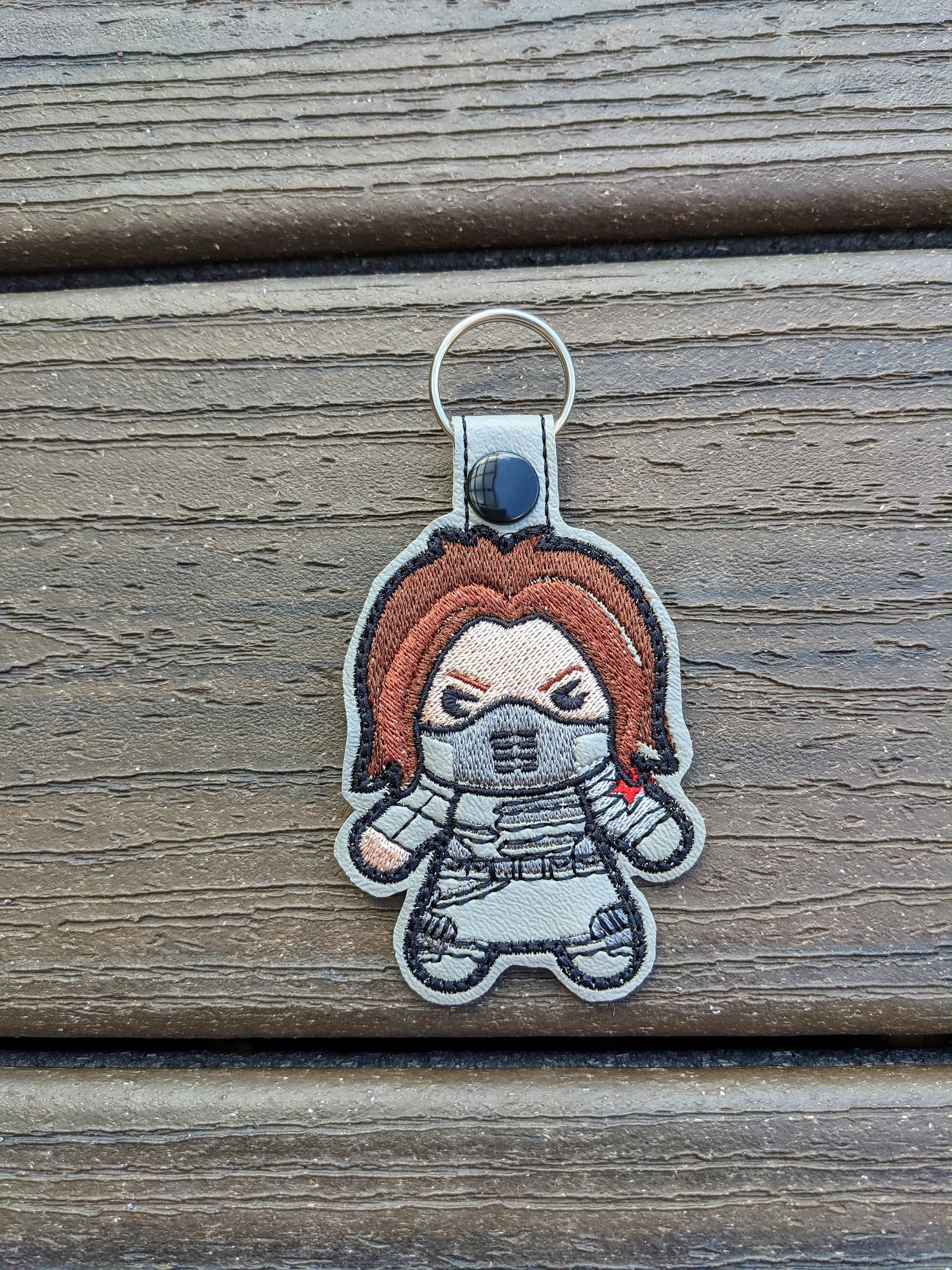 Winter Soldier Keychain, Bucky Barnes, White Wolf, Chibi