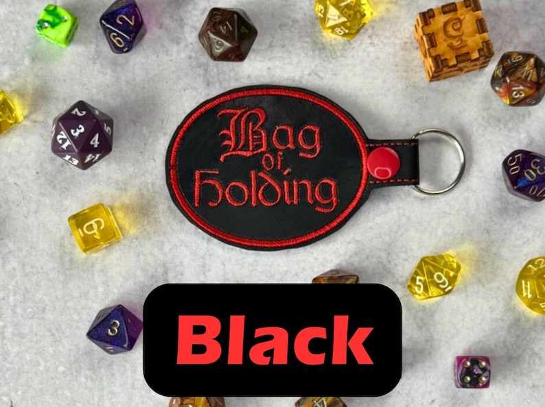 Bag of Holding Keychain, D&D Keychain, Board Game Geek, Board Gamer Gift, Role Playing Gift, Fantasy Accessory, Dungeons Dragons Gift Black