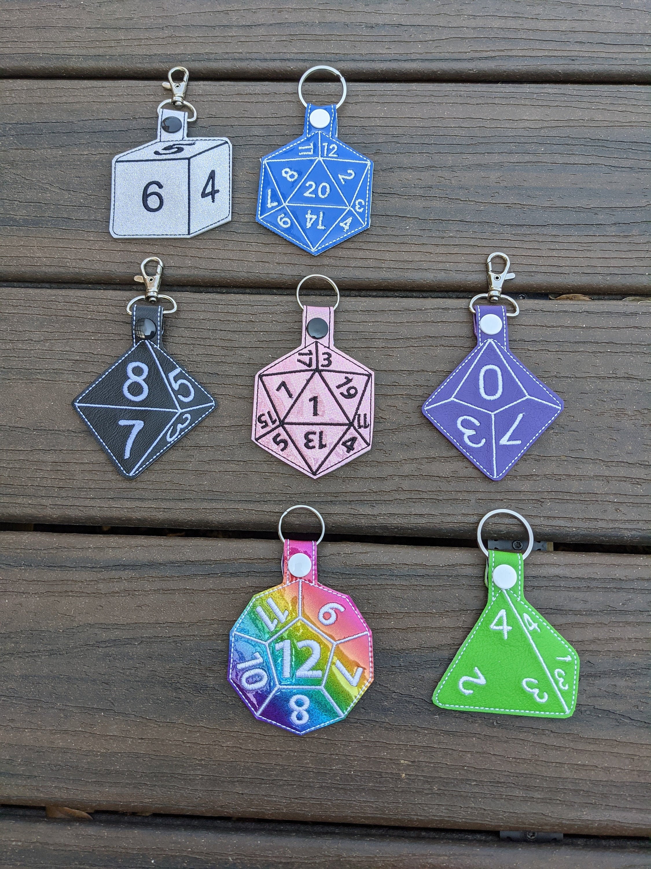 Dice Keychains 8sided Die D&D Keychain 20sided Dice Etsy