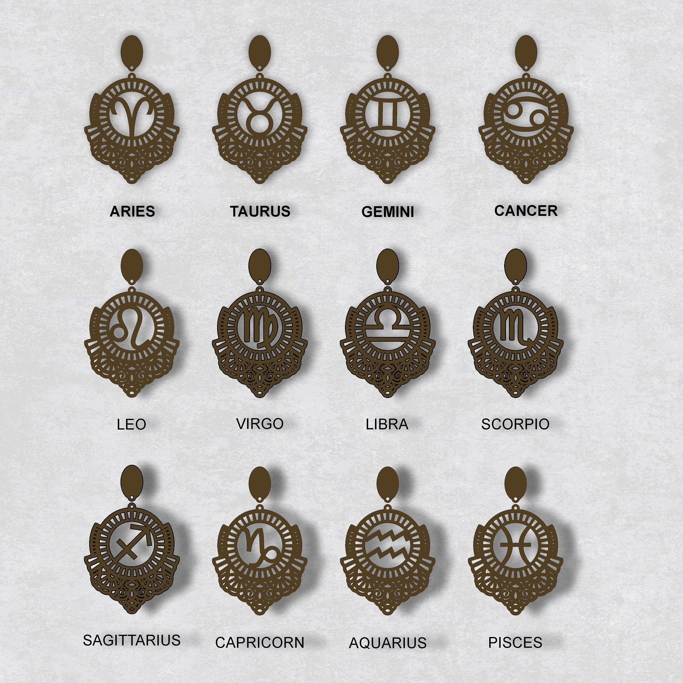 Zodiac Earrings Signs Jewelry Cut Files Earrings Astrology Etsy