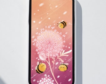 Cute Bee Dandelion Phone Wallpaper, Nature Lock Screen (Digital Download)