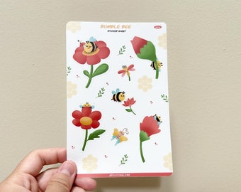 Bumble bee sticker sheets, bee stickers, kawaii stickers, cute planner stickers, waterproof stickers, vinyl stickers