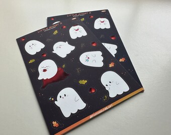 Ghost Sticker Sheet, Halloween Planner Scrapbook Stickers