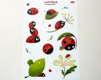Ladybug Sticker Sheet, Waterproof Vinyl Stickers