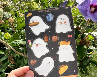 Kawaii Ghost & Food Halloween Matte Sticker Sheet