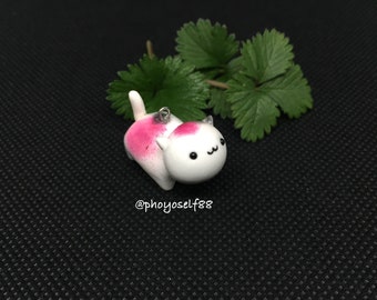 Polymerclay Grey and Hot pink cat, zipper charm