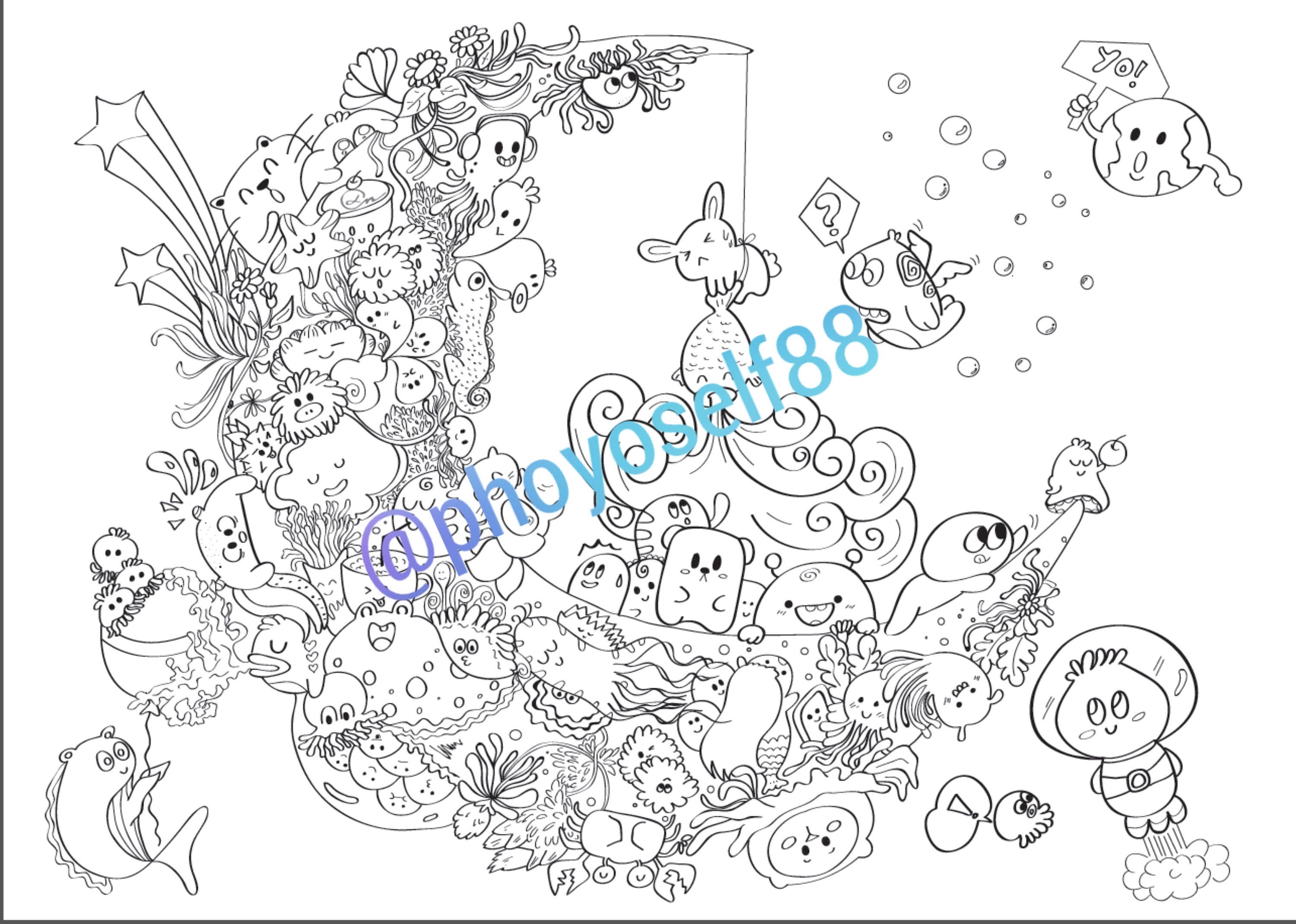 The Moon Doodle Coloring Page Doodle Art Doodle Coloring Etsy