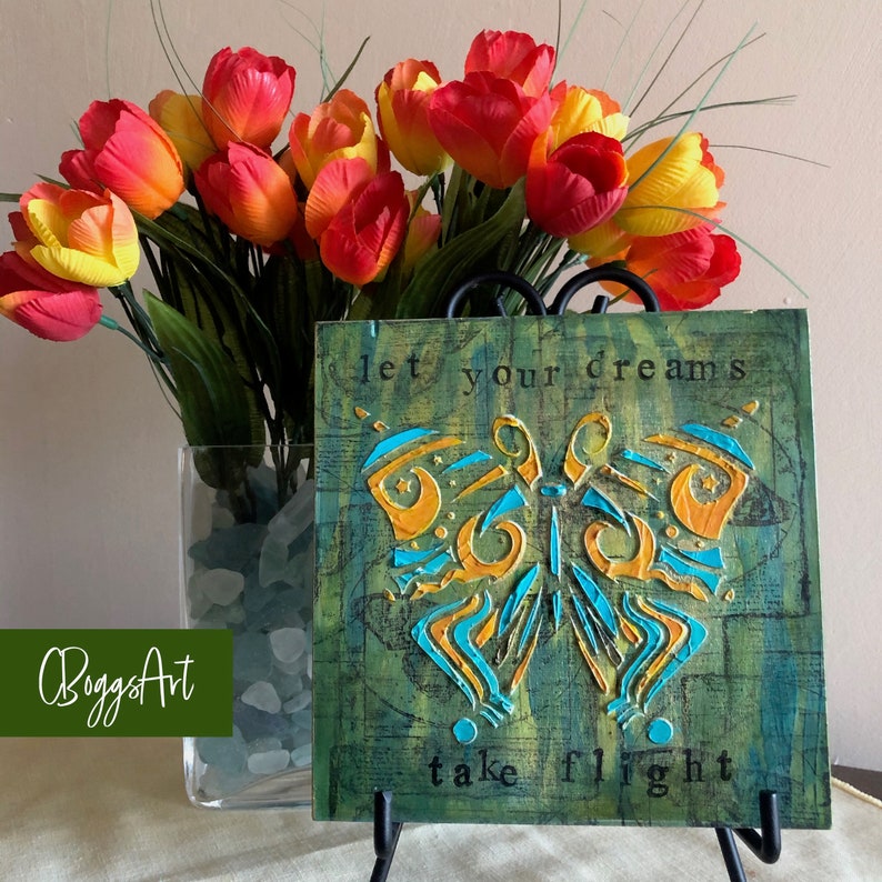 Butterfly Mixed Media Acrylic Painting 6x6 Inch Acrylic Art Etsy