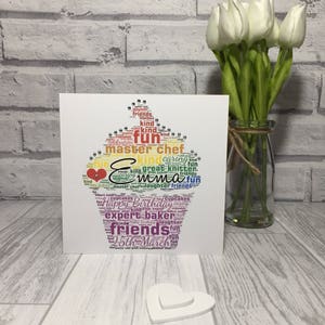 Cupcake Karte, Bäcker Grußkarte, I love Cake Karte, Wortkunst Bild, Happy Birthday, Mädchen Geburtstagskarte, Jungen Karte