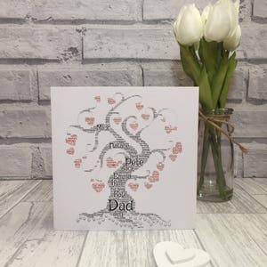 Albero genealogico, word art, biglietto di auguri, personalizzato con parole tue, ricordo di famiglia, occasione speciale, compleanno, anniversario, natale