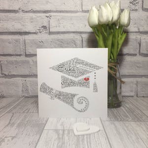 Biglietto di auguri di laurea, biglietto di congratulazioni, sparviere e sceneggiatura, laurea, corso universitario, word art personalizzata
