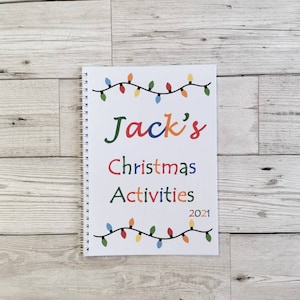 Libro de actividades navideñas, cuaderno para niños, registro de fotos de invierno, libro A5, regalo personalizado, 24 actividades navideñas, relleno de medias