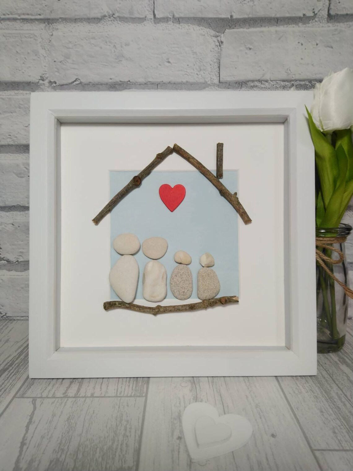 Unique Pebble Art Box Frame Housewarming Gift Our Family Etsy