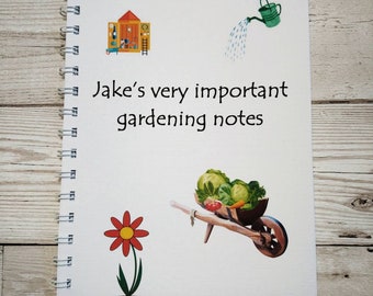 Gardening note book, allotment notepad, personalised booklet, A5 book