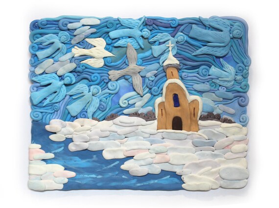 Frozen River Best Polymer Clay Wall Sculpture Contemporary Art Image 0