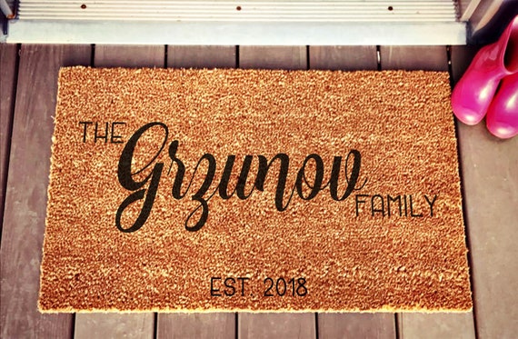 Now With Free Shipping Custom Family Name Doormat Welcome Mat Etsy