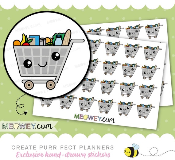 Shopping Cart Kawaii Stickers Cute Planner Trolley Shopping Etsy